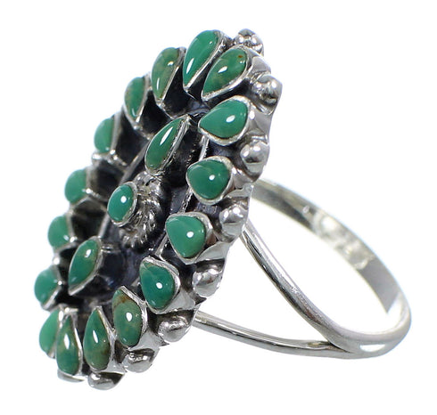 Authentic Sterling Silver Turquoise Needlepoint Ring Size 7-1/2 FX92802